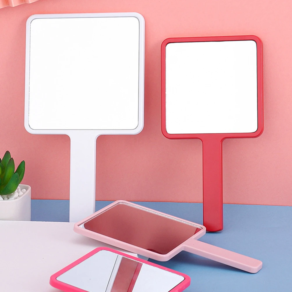 Square Hand Mirror With Handle Private Label Cute Portable One Side Dressing Handheld Makeup Mini Mirror No Logo Gift Wholesale