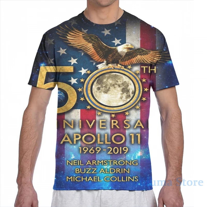 Футболка Мужская/женская с коротким рукавом модная рубашка принтом Аполло 11 Луна
