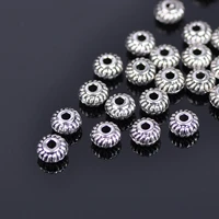 50pcs tibetan silver color 5mm 6mm metal rondelle wheel shape loose spacer beads lot for jewelry making diy crafts findings