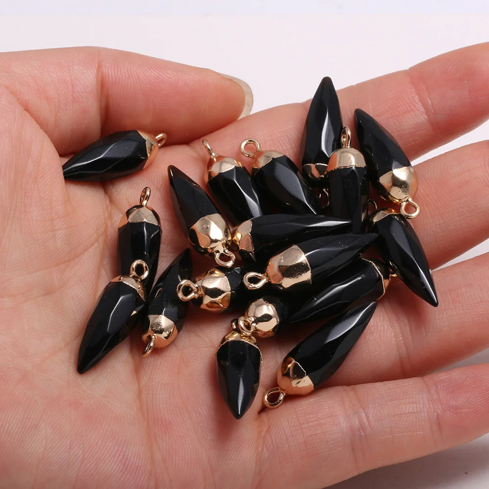 

Natural Stone Agates Pendants Faceted Black Crystal Necklace Pendant for Women Jewelry Making Necklace Reiki Heal Gift
