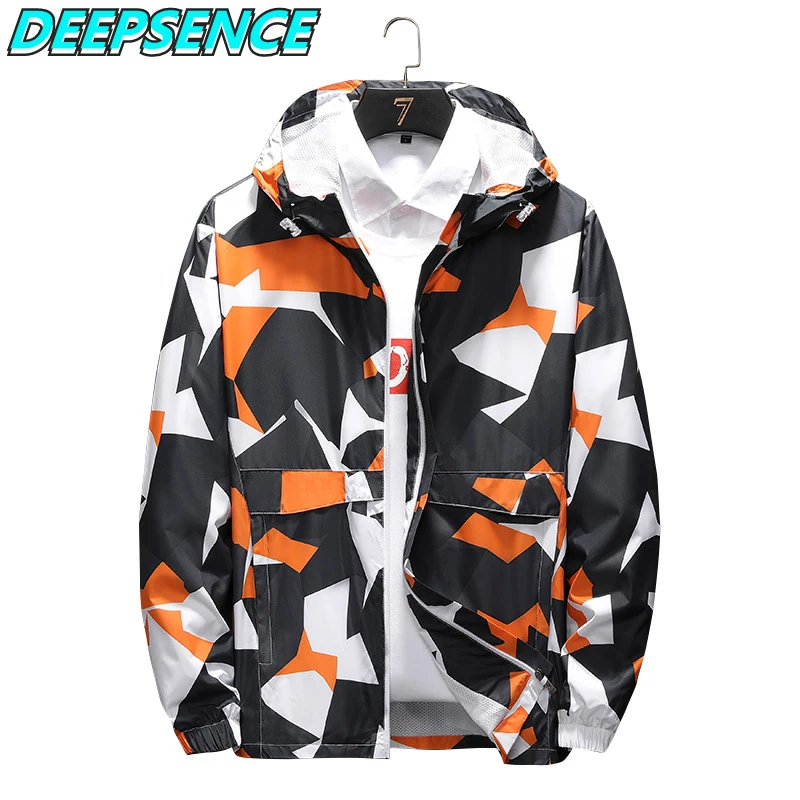 

Men Outdoor Casual Jacket Fashion Trend 2021 Spring Autumn Hooded Coat Men Camouflage Zipper Pocket Loose Fit Cargo Jacket Men