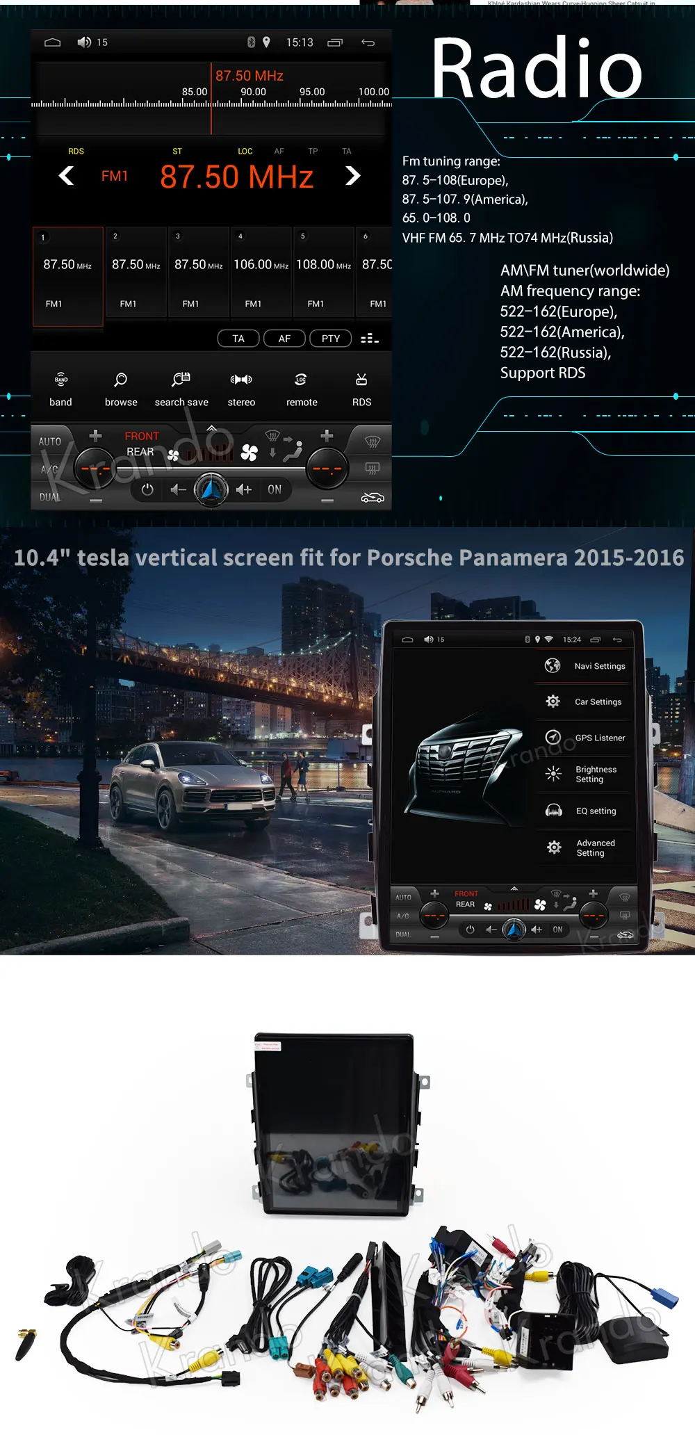 Krando Android 6,0 10," для porsche Panamera Tesla вертикальный экран автомобильный аудио плеер Мультимедиа gps навигация