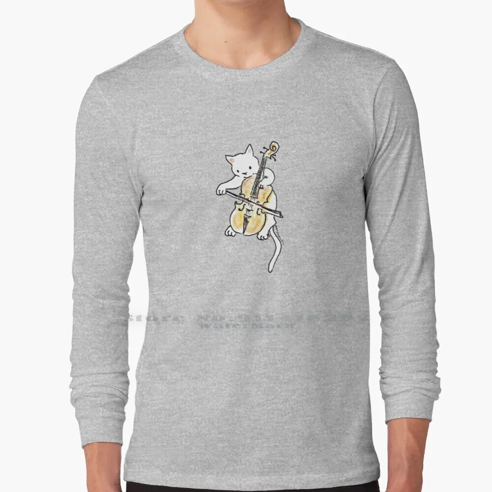 

Meowtet: Эбби-футболка, 100% чистый хлопок, кошка, кошка, музыкальная техника, виолончель, оркестр, бант, бас, Скрипичный ключ, квартета, камера