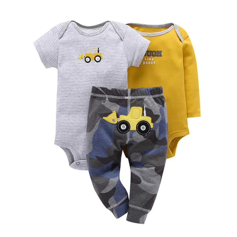New Fashion Baby Boys Clothes Set 100% Cotton Baby Girl Clothes Cartoon Print Baby Bodysuit and Baby Pants Newborn Baby Clothing