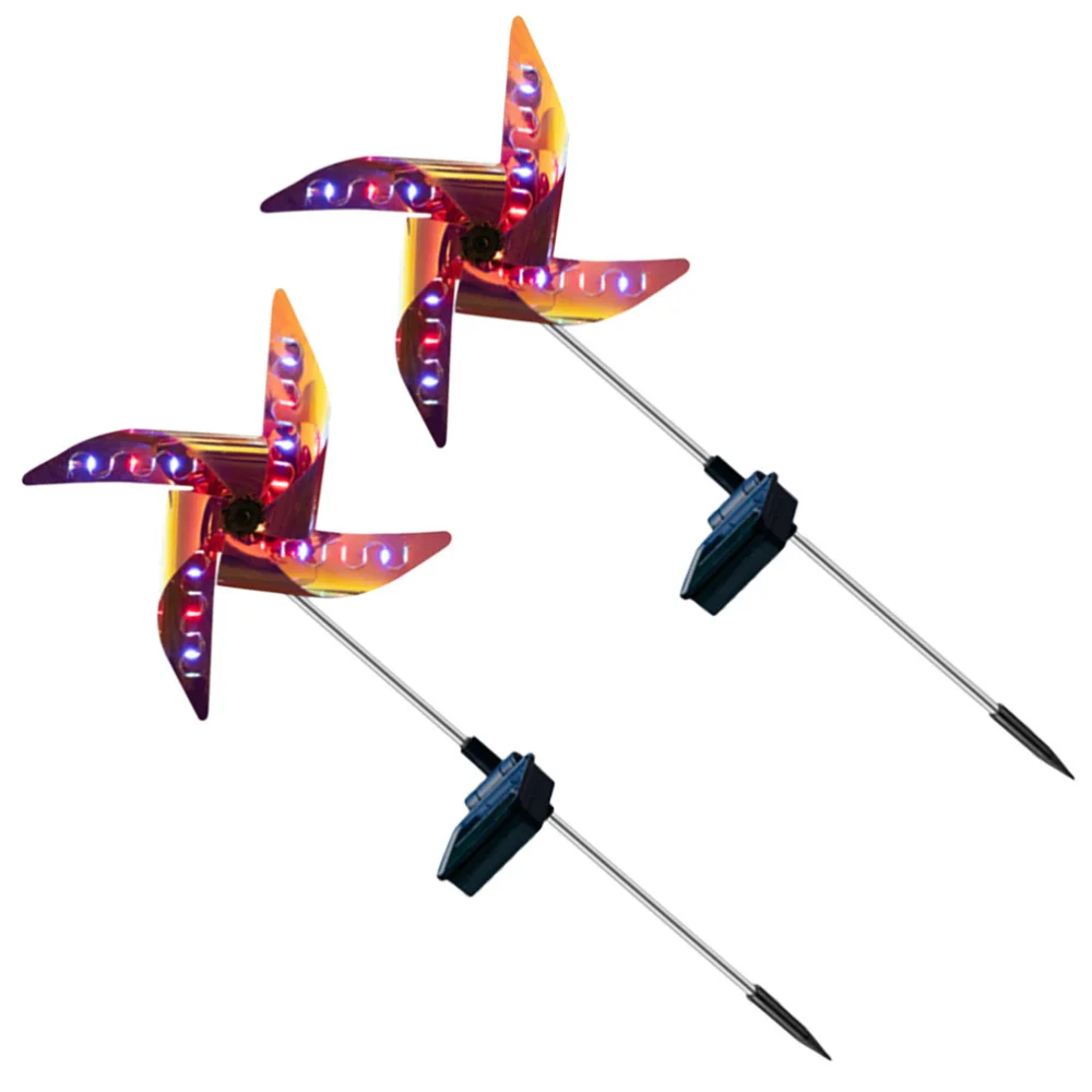 

2pcs Courtyard Light Ground Inserted Solar Lamp Vivid Windmill Shaped Light