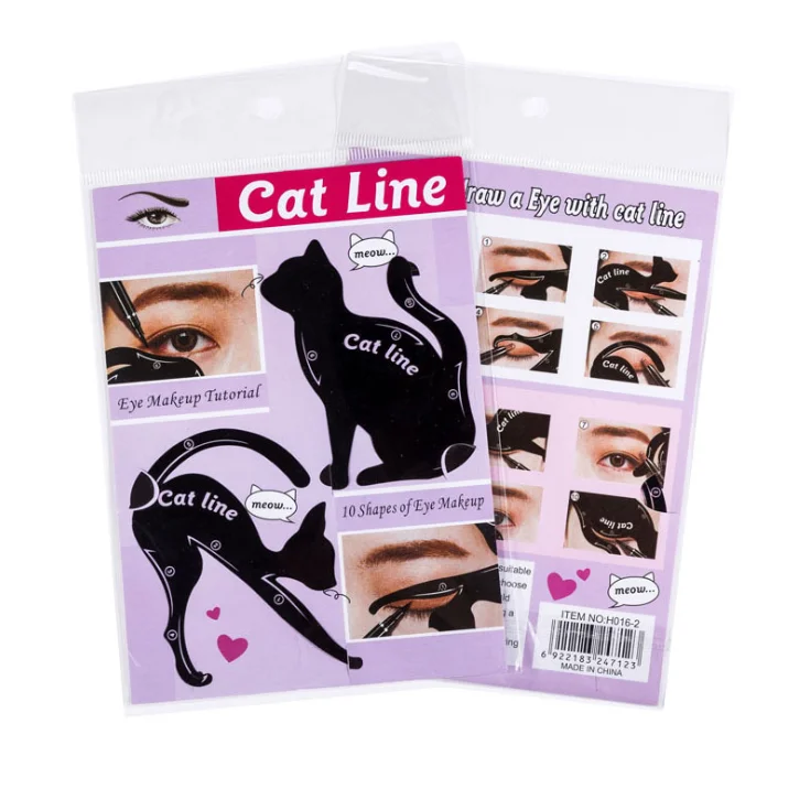 

1000bags Beauty Eyebrow mold Stencils Women Cat Line Pro Eye Makeup Tool Eyeliner Stencils Template Shaper Mode hot