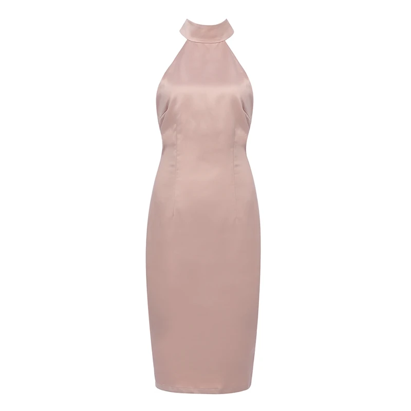 INDRESSME 2019 Новинка женское модное шелковое облегающее платье с открытой спиной на