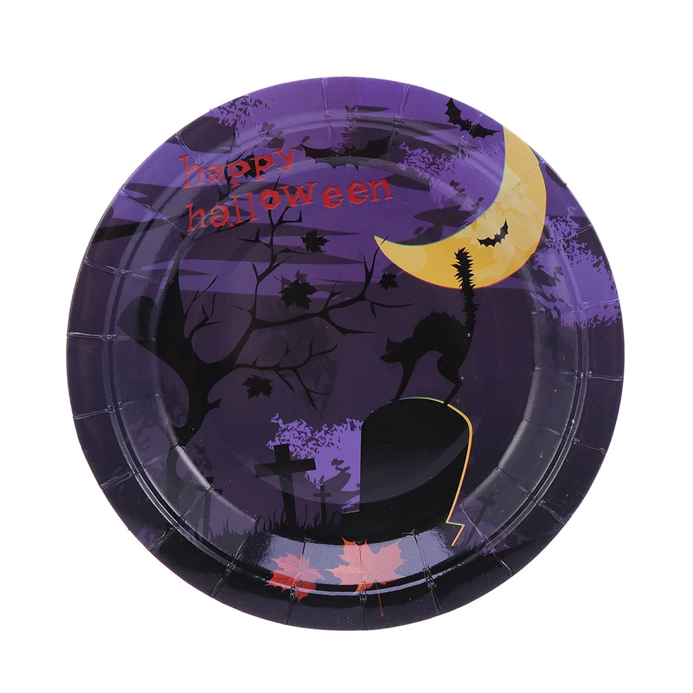 30 шт бумажные тарелки одноразовые Хэллоуин круглые Мультяшные вечерние