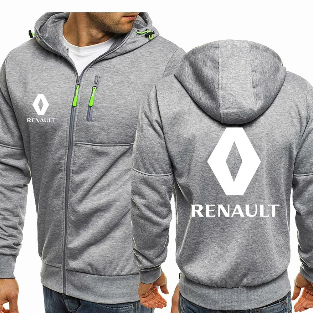 

New Renault Logo Hoodies Men Spring Autumn Fleece Jacket Male Casual Sportswear Zip Harajuku Hooded Sweatshirt Co