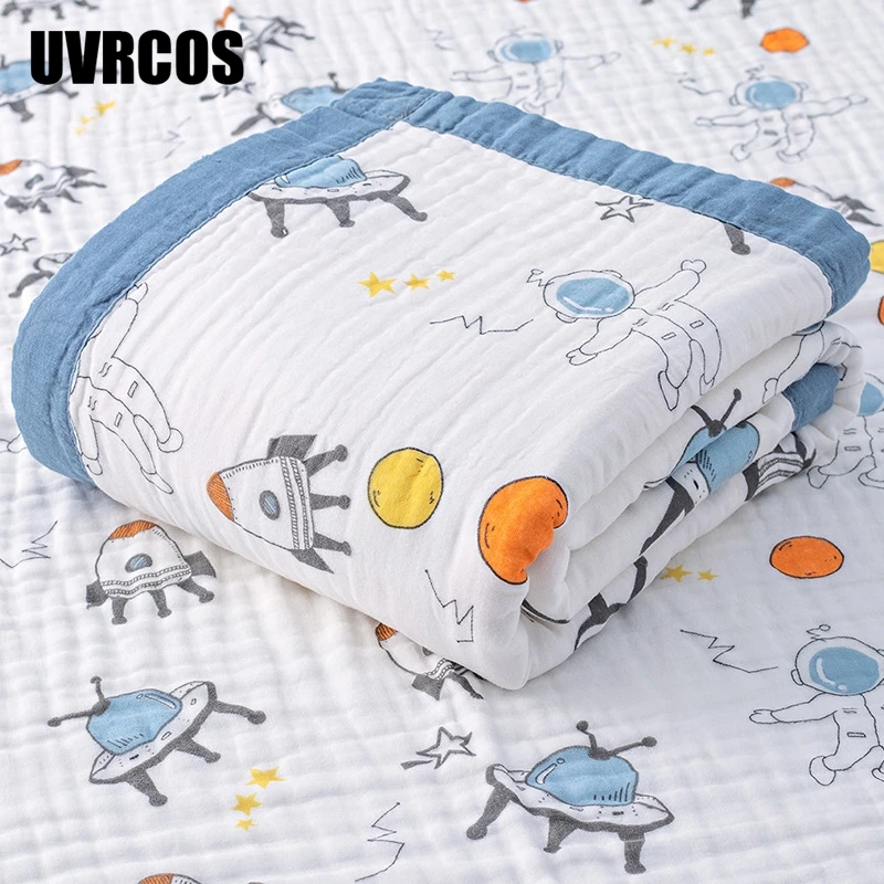 

110*110cm Lace Edge Banded Muslin Cotton Blanket Baby Swaddle Summer Stroller Cover Newborn Bath Towel Baby Receiving Blanket
