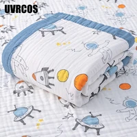 110110cm lace edge banded muslin cotton blanket baby swaddle summer stroller cover newborn bath towel baby receiving blanket