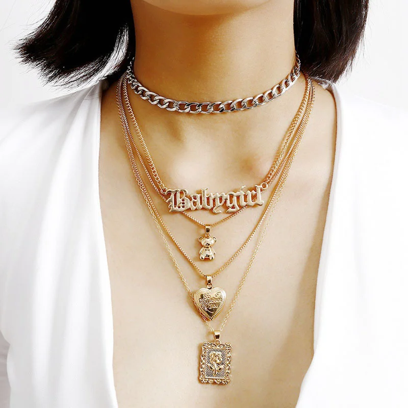 

Женское многослойное ожерелье с подвеской в виде сердца