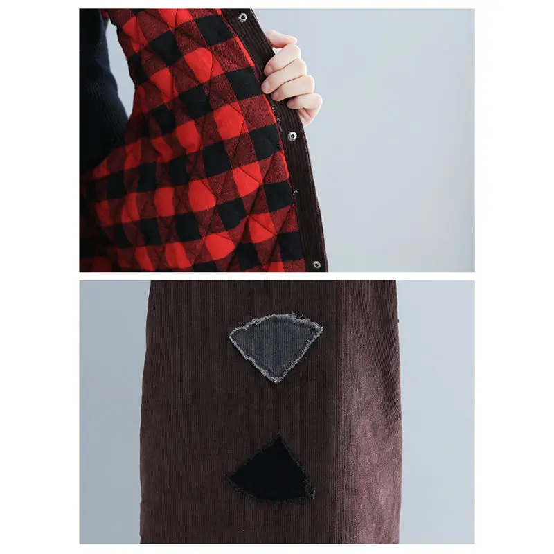 Женская винтажная Вельветовая куртка без рукавов Свободный Длинный Облегающий