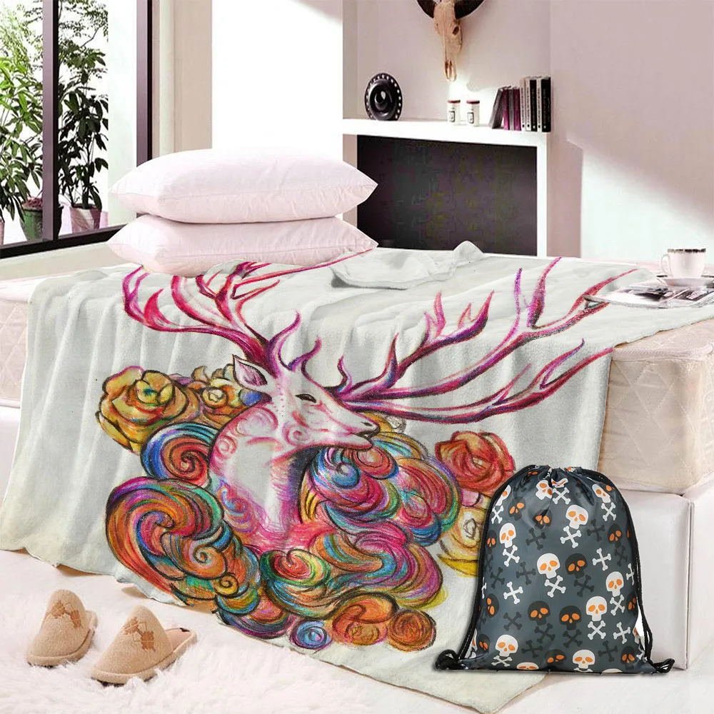 Одеяло с принтом лося черепахи на заказ для школы дивана Фланелевое квадратное