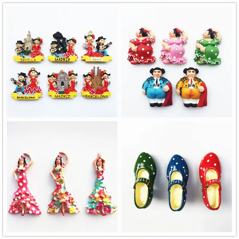 

Spain Flamenco Arts Fridge Magnets Tourist Souvenir Decoration Articles Handicraft Magnetic Refrigerator Collection Gifts