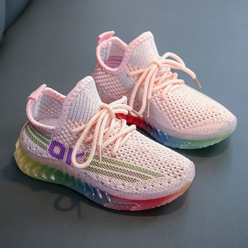 

2021 new children's Coconut shoes girls' flying net Shoes Boys' and girls' breathable sports shoes boys' and girls' running