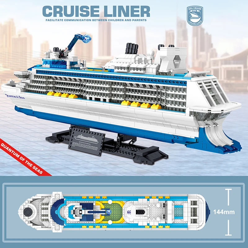 

2428PCS Technology Series Luxury Cruise Ship Puzzle Assembled Building Block Simulation Model Toys For Adults Childrens Gifts