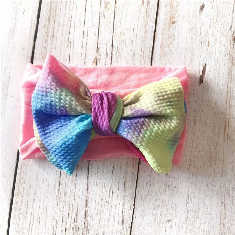 

Babies Stockings Hair Band Printing Oversized Bow Nylon Headband Kid Clover Symphony Headwear Handmade Girl Boy Hair Accessories
