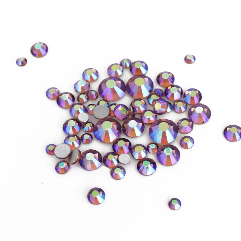 Смешанный размер светильник фиолетовая Серебристая основа стразы с плоским