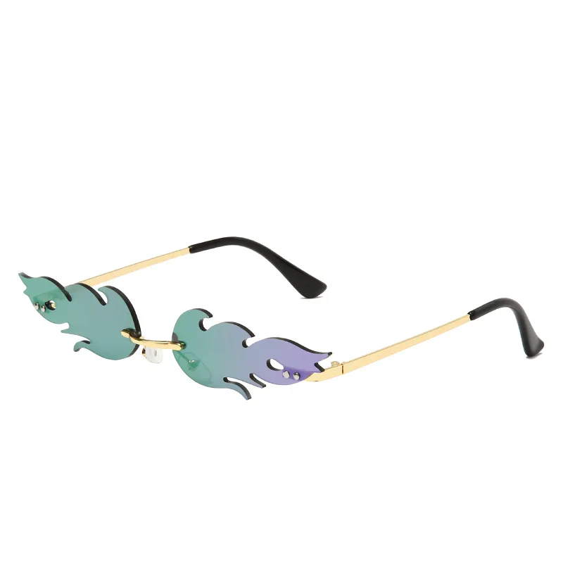 

Women Rimless Sun Glasses Luxury Fashion Fire Flame Coating Sunglass Metal Shades Men Eyewear Gafas Vintage Retro Mirror Oculos