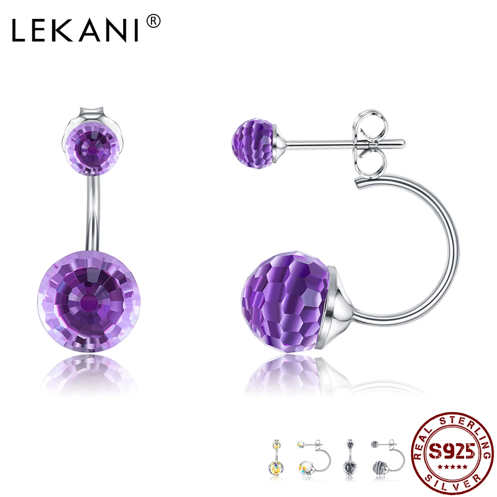 LEKANI 925 стерлингового серебра Для женщин серьги мяч Новое блестящее циркониевое