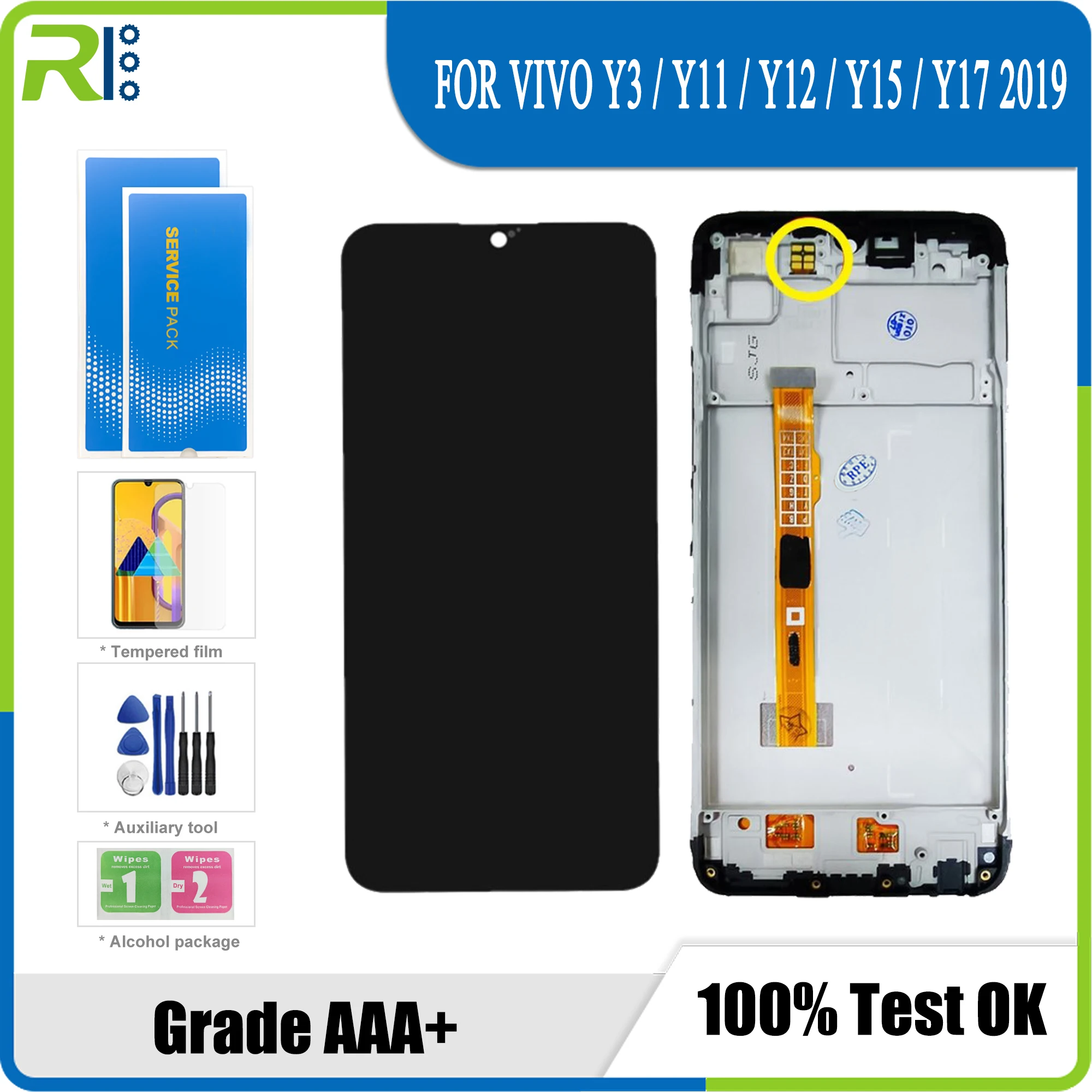 

Schwarz 6,35 LCD zoll For BBK Vivo Y3 / Y11 / Y12 / Y15 / Y17 2019 LCD DIsplay Touch screen digitizer Montage Ersatz Mit Rahmen