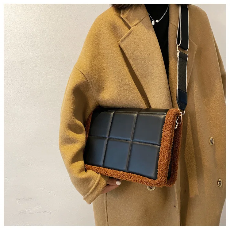 

Fashion Plush Tote Women's Handbag Casual Pu Leather Shoulder Messenger Bags for Women 2021 Women's Designer Bag Purse