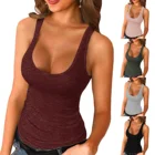 Пикантная женская летняя рубашка без рукавов с вырезом-лодочкой, топы для женщин, летний однотонный жилет большого размера, 2021.