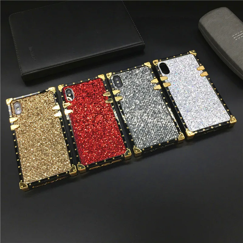 Роскошный брендовый чехол с Пчелкой для iPhone XS Max 12 PRO X XR 6 6S Plus квадратный блестящий