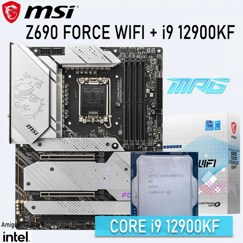 

LGA 1700 MSI MPG Z690 FORCE WIFI + i9 12900KF Motherboard DDR5 Supports 12th Gen Intel Core PCIe 5.0 Gaming Placa-mãe ATX Bundle