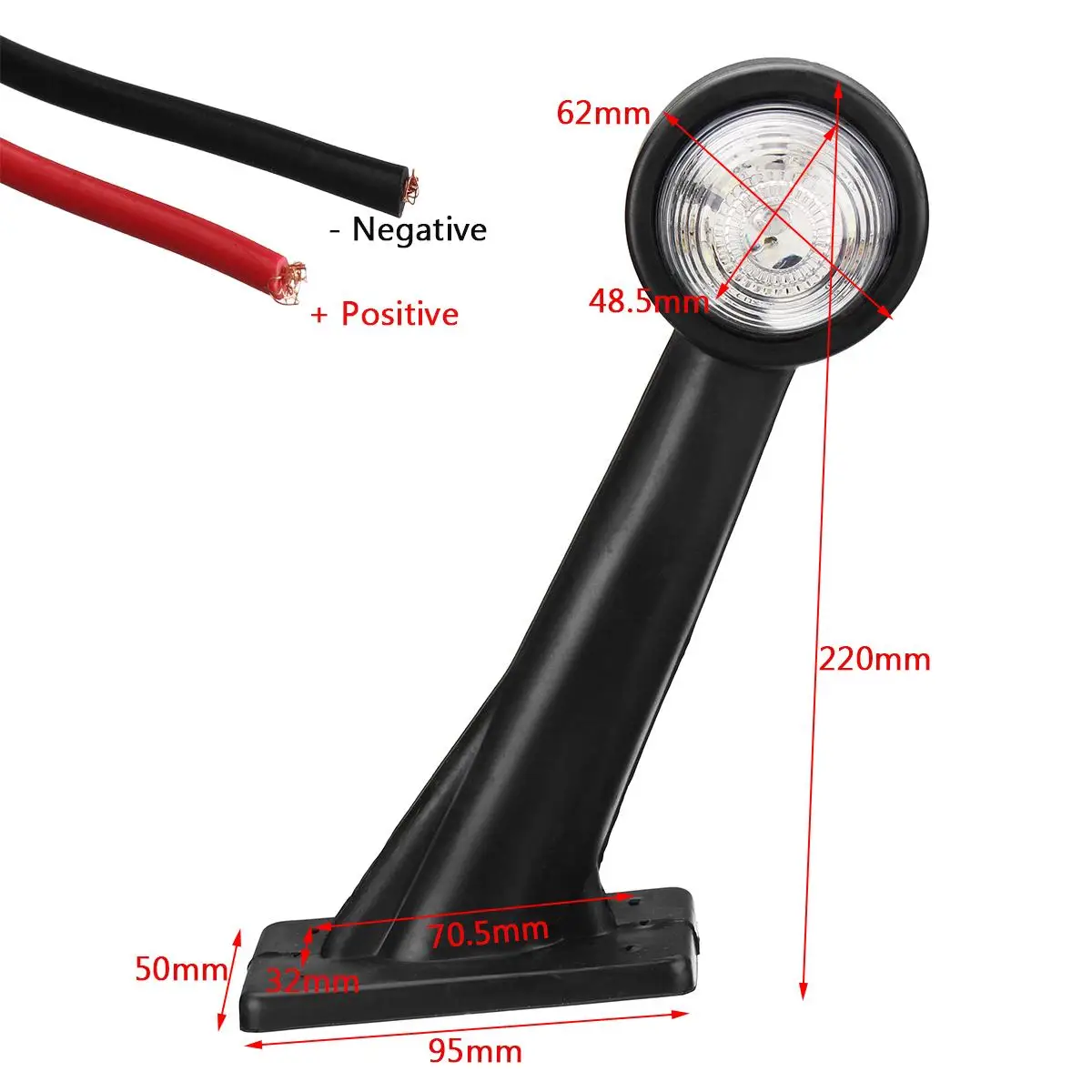 

Left Right Universal LED Car Waterproof Durable Outline Side Marker Practical 20cm Brightness Supplies For Trailer Truck Car