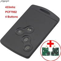 jingyuqin 4 button for renault megane scenic laguna koleos clio car key card fob 433mhz pcf7952 chip remote key car key