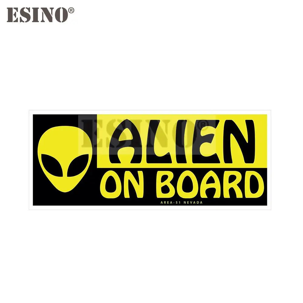 

Car Styling Creative Funny Warning UFO Alien On Board Cartoon PVC Decal Waterproof Car Body Sticker Pattern Vinyl