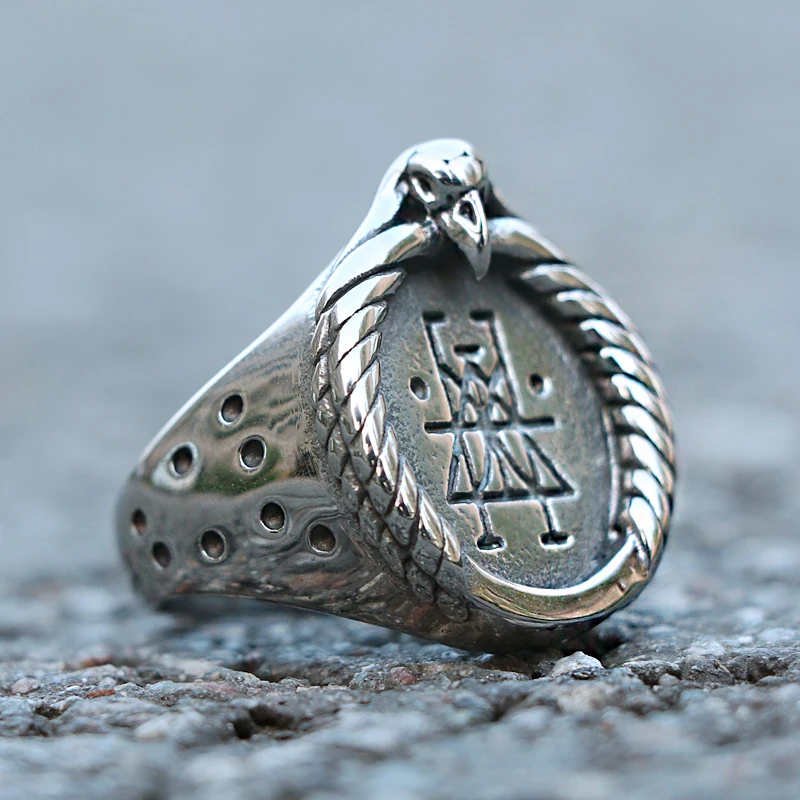 

Vintage Stainless Steel Viking Crow Ring Men's Nordic Symbol Biker Rings Unique Male Nordic Totem Amulet Jewelry