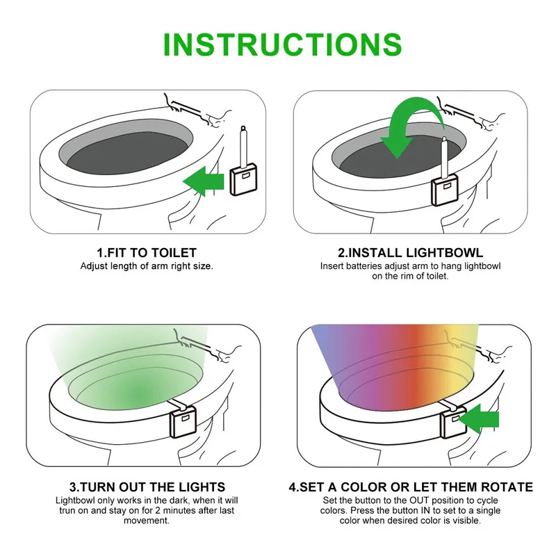 

Smart Bathroom Toilet Night Light LED Body Motion Activated On/Off Seat Sensor Lamp 8 Color PIR luces led decoracion lighting