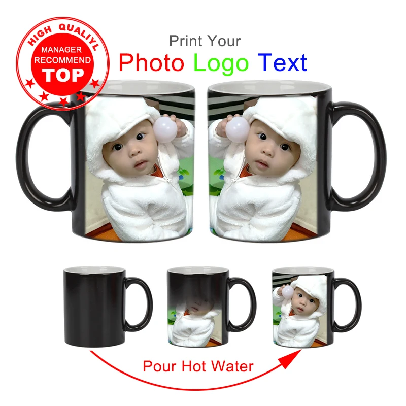 Creative DIY photo Mug Magic Mug Heat Sensitive Ceramic Mugs Color Changing Coffee Mugs Milk Cup Gift Print Pictures