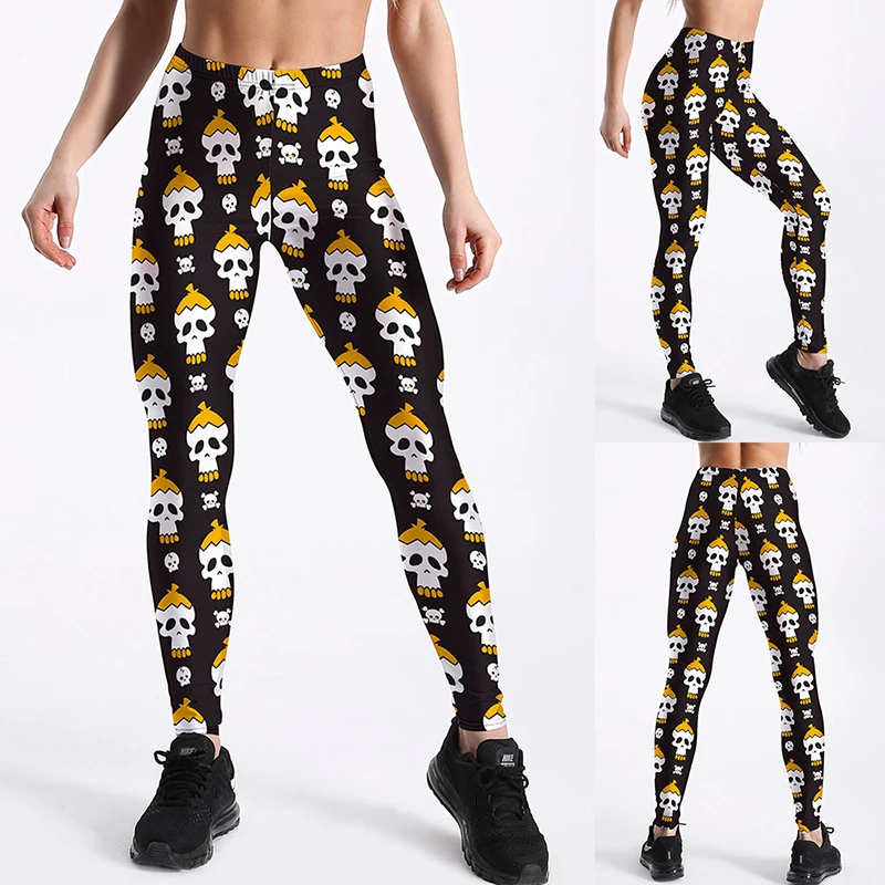 

Sportswear Trousers Halloween Print Ladies Yoga Pants Seamless Tights High Waist Energy Slim Stretch Pants Gym Fitness Running