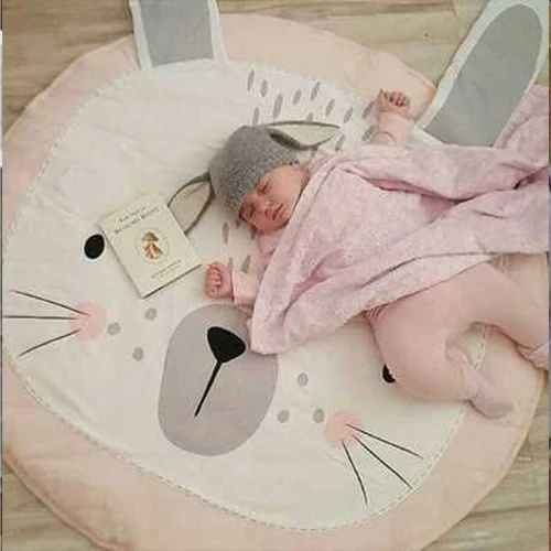 pink rabbit Детский игровой коврик мультфильм коврик для животных новорожденных ползание младенца одеяло для Детская комната Декор хлопок Круглый Пол коврик, мат - Цвет: pink rabbit