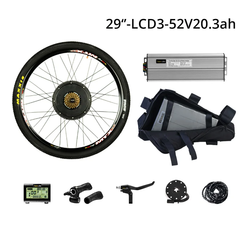 29in LCD3 52V20.3AH 48 в 1500 Вт Электрический Велосипед колесный мотор с батареей 52 в 20.3ah комплект для переоборудования электрического велосипеда с батареей Электрический велосипед мотор комплект - Цвет: 29in LCD3 52V20.3AH