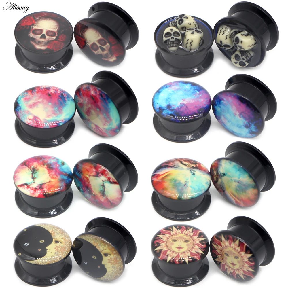 Alisouy Новые 2 шт. акриловые УФ винты с логотипом ушные отверстия заглушки