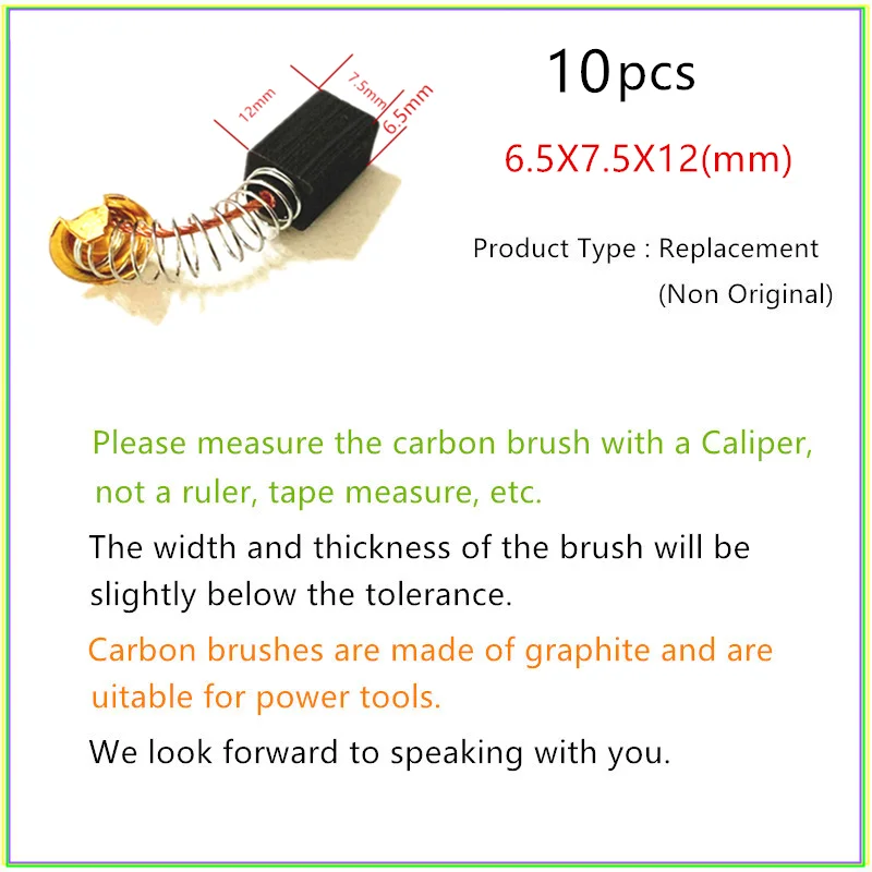 Щетки угольные, 10 шт., сменные для HITACHI 999001, C8FSE, C8FSHE, D10V, DH20, 0,25, 0,29, 6, 5x7, 5