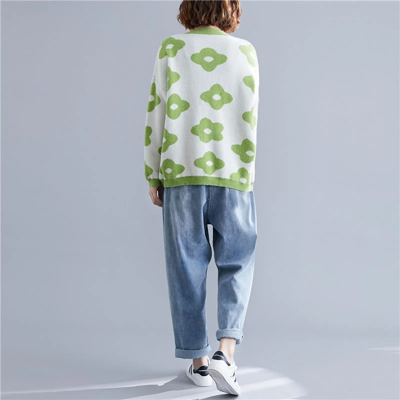 HG Flower Pattern Women Sweater Korean Style Knitwear Sweaters and Pullovers Plus Size Tops Autumn Winter New 2019 XJ1847 | Женская