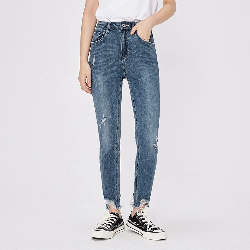 

SEMIR Jeans Women 2021 Spring New Slim Pants Korean Version Ninth Point Pants Trendy Raw Ladies Pants