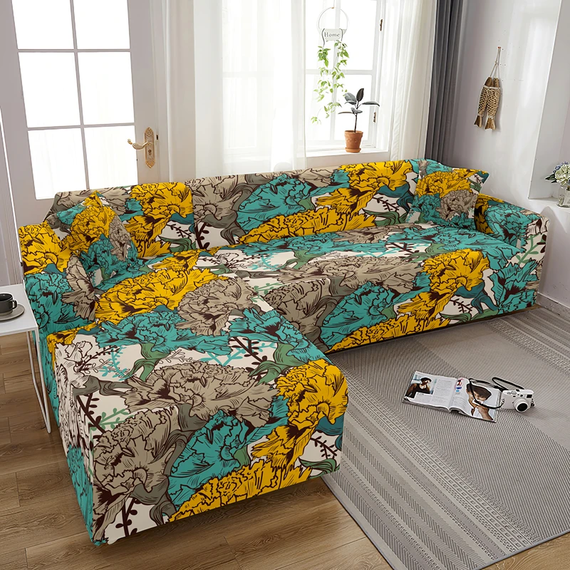 Красивый эластичный чехол для дивана с цветами пыленепроницаемый гостиной Декор
