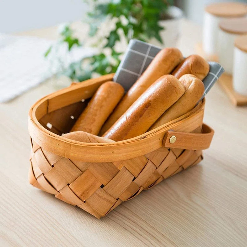 Ручной ротанг контейнер для хранения корзина деревянная с ручкой | Дом и сад