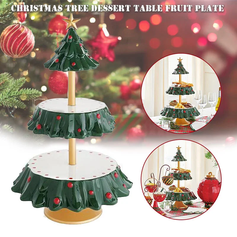 

Креативная Рождественская елка, стойка для закусок, двухслойная подставка для торта, товары для рождевечерние, цветовая гамма цветов