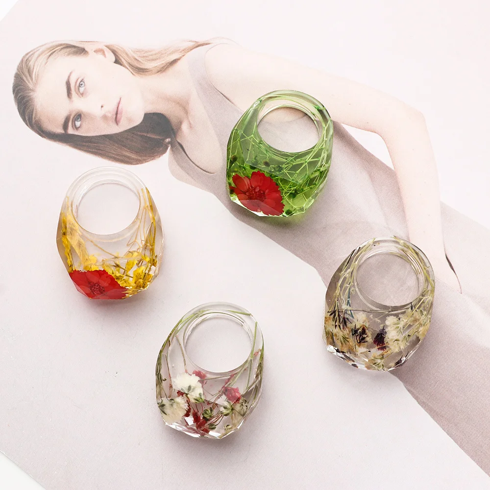 Кольцо женское с большим неправильным дизайном прозрачное кольцо ручной работы