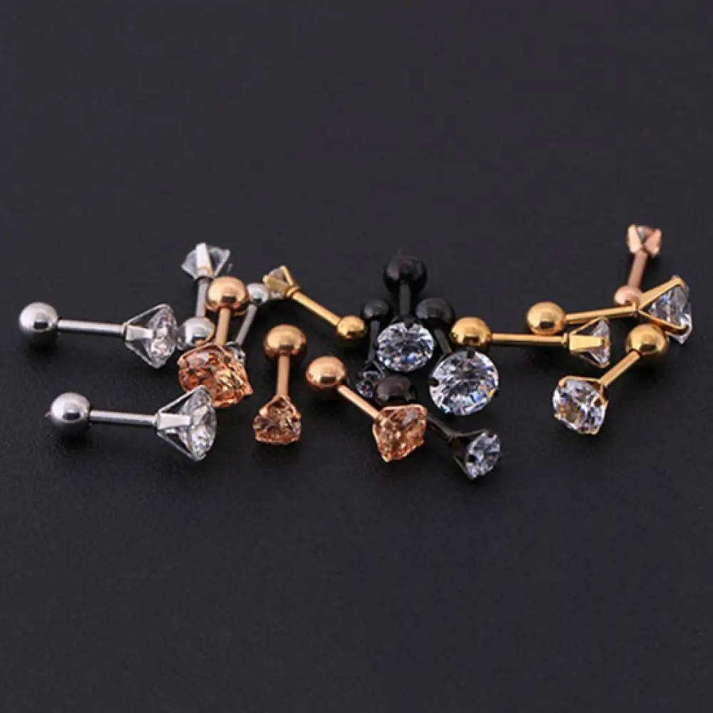 

Surgicals steel claw hypoallergenic titanium steel zircon crystal ear cartilage cochlear spiral piercing rod top ear stud earrin