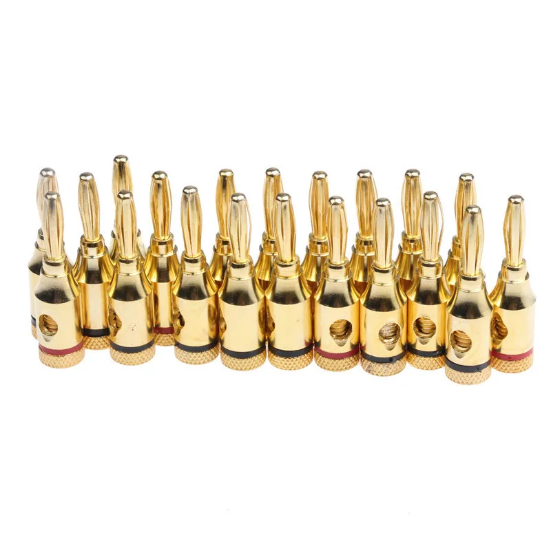 20PCS 20Pcs 4mm 24k Gold-Plated Musical Cable Wire Banana Plug Audio Speaker Connector Plated Musical Speaker Cable Wire Pin Connector - Цвет: 20PCS