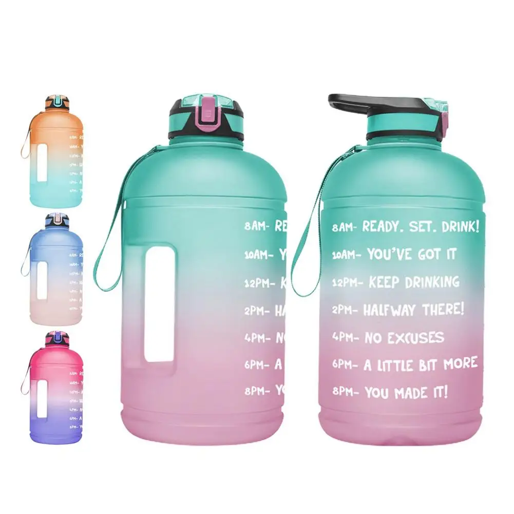 

Спортивная бутылка для воды, 1 галлон, портативная, с маркером времени и соломинкой, мотивирующая Герметичная Бутылка Для Воды для спорта на ...